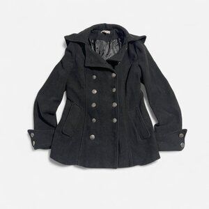 Black napoleon peacoat jacket coat wool blend